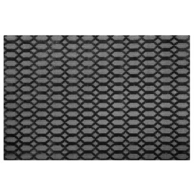 Beliani Grey Geometric Hand-Woven Viscose Rug - Flatweave 140 X 200 Cm - image 1