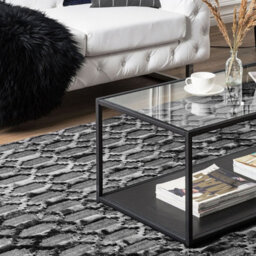 Beliani Grey Geometric Hand-Woven Viscose Rug - Flatweave 140 X 200 Cm - thumbnail 2