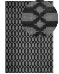 Beliani Grey Geometric Hand-Woven Viscose Rug - Flatweave 140 X 200 Cm - thumbnail 3