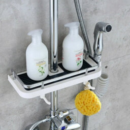 Bathroom Shower Accessories Rack Organiser Tray Pole Caddy Storage Holder Shelf - thumbnail 6