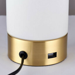 2 Pack - Touch Dimmable Table Lamp Brass & Frosted Glass Shade Light Usb Charger - thumbnail 4