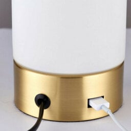 2 Pack - Touch Dimmable Table Lamp Brass & Frosted Glass Shade Light Usb Charger - thumbnail 5