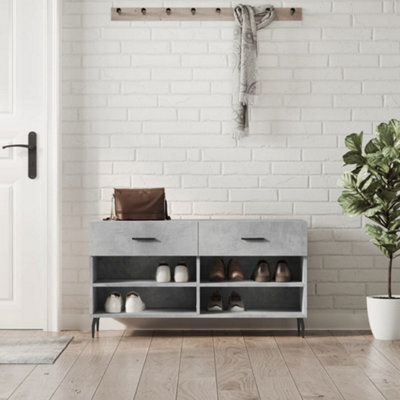 Berkfield Shoe Bench Concrete Grey 102X35X55 Cm Engineered Wood - image 1