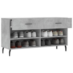 Berkfield Shoe Bench Concrete Grey 102X35X55 Cm Engineered Wood - thumbnail 4