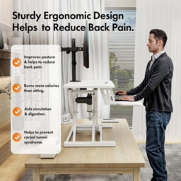 Electric Standing Desk Converter, Height Adjustable Two Tier Workstation - thumbnail 5