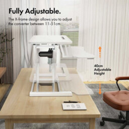 Electric Standing Desk Converter, Height Adjustable Two Tier Workstation - thumbnail 4