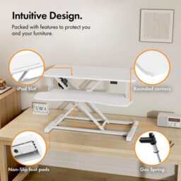 Electric Standing Desk Converter, Height Adjustable Two Tier Workstation - thumbnail 2