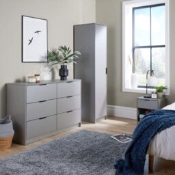 Home Source Phoenix 6 Drawer Storage Chest Grey Bedroom Furniture - thumbnail 8
