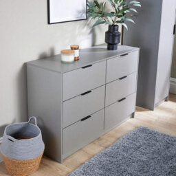 Home Source Phoenix 6 Drawer Storage Chest Grey Bedroom Furniture - thumbnail 2