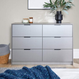 Home Source Phoenix 6 Drawer Storage Chest Grey Bedroom Furniture - thumbnail 3