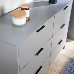 Home Source Phoenix 6 Drawer Storage Chest Grey Bedroom Furniture - thumbnail 4