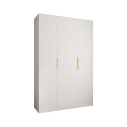 Arte Stylish White Como Iv Hinged Door Wardrobe H2460mm W1600mm D500mm, Three Doors, Eleven Shelves, Two Hanging Rails, Gold Handles - thumbnail 1
