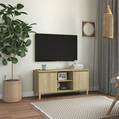 Berkfield Tv Cabinet With Solid Wood Legs Sonoma Oak 103.5X35X50 Cm - image 1
