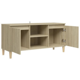 Berkfield Tv Cabinet With Solid Wood Legs Sonoma Oak 103.5X35X50 Cm - thumbnail 7