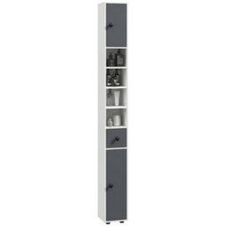 Kleankin Slim Bathroom Cabinet, Toilet Roll Storage W/ Open Shelves, Grey - thumbnail 2