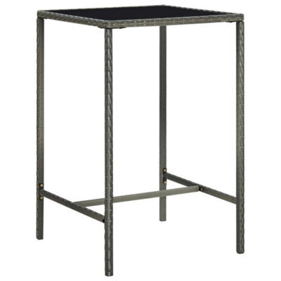 Walplus Garden Bar Table Grey 70X70X110 Cm Poly Rattan And Glass - image 1