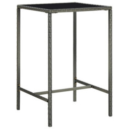 Walplus Garden Bar Table Grey 70X70X110 Cm Poly Rattan And Glass