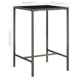 Walplus Garden Bar Table Grey 70X70X110 Cm Poly Rattan And Glass - thumbnail 6