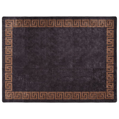 Berkfield Durable Rug Washable Black And Gold 400X300 Cm Anti Slip