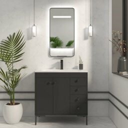Royal Bathrooms Verona 900 X 460mm Black Back & Front Lit Led Framed Mirror With Integrated Light Bar, Demister Pad & Touch Sensor - thumbnail 4