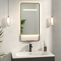 Royal Bathrooms Verona 900 X 460mm Black Back & Front Lit Led Framed Mirror With Integrated Light Bar, Demister Pad & Touch Sensor - thumbnail 5