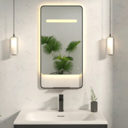 Royal Bathrooms Verona 900 X 460mm Black Back & Front Lit Led Framed Mirror With Integrated Light Bar, Demister Pad & Touch Sensor