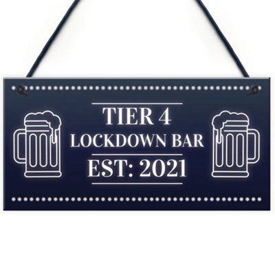 Red Ocean Tier 4 Lockdown Bar Sign Home Bar Man Cave Bar Pub Plaque Gift - image 1