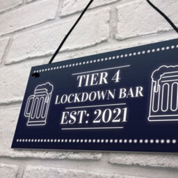 Red Ocean Tier 4 Lockdown Bar Sign Home Bar Man Cave Bar Pub Plaque Gift - thumbnail 7