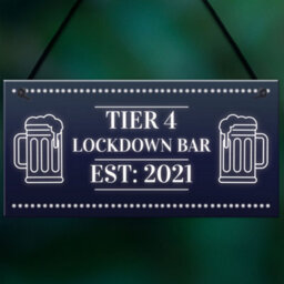 Red Ocean Tier 4 Lockdown Bar Sign Home Bar Man Cave Bar Pub Plaque Gift - thumbnail 5