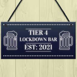 Red Ocean Tier 4 Lockdown Bar Sign Home Bar Man Cave Bar Pub Plaque Gift - thumbnail 2