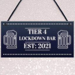 Red Ocean Tier 4 Lockdown Bar Sign Home Bar Man Cave Bar Pub Plaque Gift - thumbnail 3