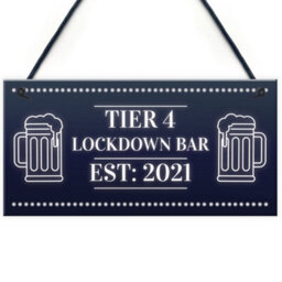 Red Ocean Tier 4 Lockdown Bar Sign Home Bar Man Cave Bar Pub Plaque Gift - thumbnail 1