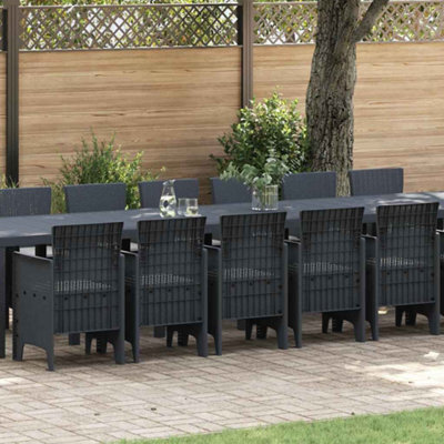 Berkfield Garden Dining Set 17 Pcs Anthracite Polt Rattan - image 1