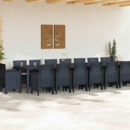 Berkfield Garden Dining Set 17 Pcs Anthracite Polt Rattan - thumbnail 3