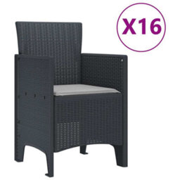 Berkfield Garden Dining Set 17 Pcs Anthracite Polt Rattan - thumbnail 5