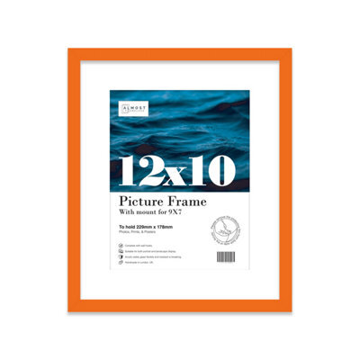 "12X10"" Orange Frame With Mount For 9X7"" Pictures 20mm Slim Edge Portrait And Landscape Display With Wall Hooks And Kickstand" - image 1