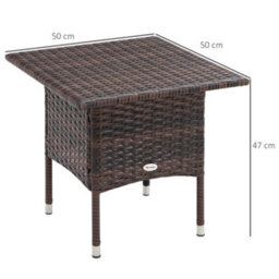 Wyld Haus Varilu Mixed Brown Rattan-Style Outdoor Coffee Table 50 X 50 Cm - Square Woven Top - thumbnail 4