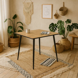 Wyld Haus Venice Square 4-Seater Dining Table With Wild Oak Effect Top And Black Hairpin Legs - thumbnail 1