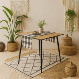 Wyld Haus Venice Square 4-Seater Dining Table With Wild Oak Effect Top And Black Hairpin Legs - thumbnail 2