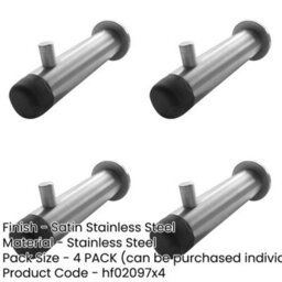 Loops 4 Pack Satin Stainless Steel Buffered Hat And Coat Hook - 75mm Durable Design - Wall Mounted Clothing Hook - thumbnail 2