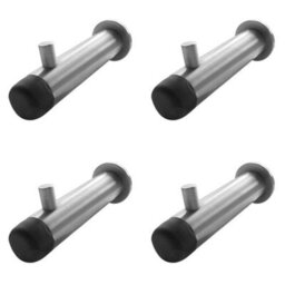 Loops 4 Pack Satin Stainless Steel Buffered Hat And Coat Hook - 75mm Durable Design - Wall Mounted Clothing Hook - thumbnail 1
