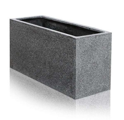 Primrose Poly Terrazzo Stone Large Black Outdoor Trough Planter 100Cm - image 1