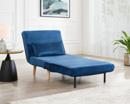 Home Detail Kendal Blue Velvet Single Futon Sofa Bed - thumbnail 1