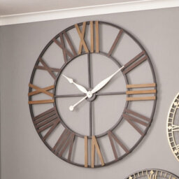 Pacific Lifestyle Natural Wood And Antique Grey Metal Round Wall Clock Large - thumbnail 2