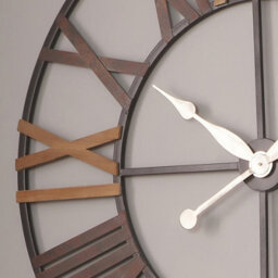 Pacific Lifestyle Natural Wood And Antique Grey Metal Round Wall Clock Large - thumbnail 3