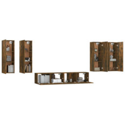 Berkfield 6 Piece Tv Cabinet Set Smoked Oak Engineered Wood - thumbnail 4