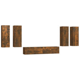 Berkfield 6 Piece Tv Cabinet Set Smoked Oak Engineered Wood - thumbnail 2