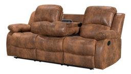 Suede Brown Faux Leather 3 + 2 + 1 Seater Manual Recliner Sofa And Armchair Set For Living Room Valencia - thumbnail 3