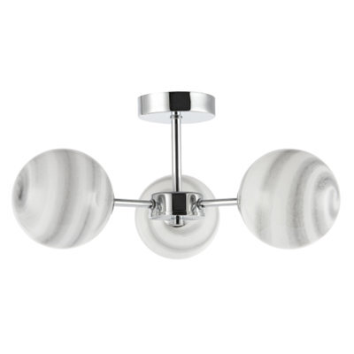 Happy Homewares Designer Polished Chrome Ceiling Light With Grey Marble Glass Shades - image 1