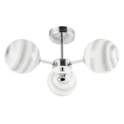 Happy Homewares Designer Polished Chrome Ceiling Light With Grey Marble Glass Shades - thumbnail 4